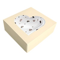 Caja de 20 x 20 x 7,5 cm para galletas champán corazones