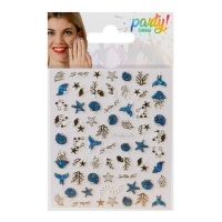 Pegatinas para uñas de sirena negro y azul