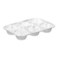 Envase de 25 x 17 x 3,5 cm desechable para cupcakes - 4 unidades de 6 cavidades