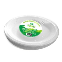 Bandeja de 32 x 25 cm ovaladas de caña de azúcar biodegradables blanco - 25 unidades