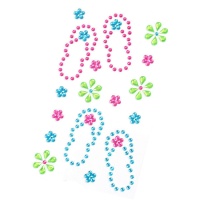 Joyas adhesivas corporales de flores y sandalias de colores surtidos