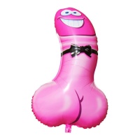 Globo de pene rosa con pajarita de 77 cm