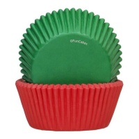 Cápsulas para cupcakes de 5 cm rojo y verde - FunCakes - 48 unidades