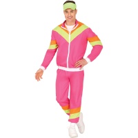 Disfraz de gimnasta de los 80 rosa para hombre