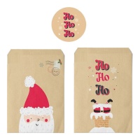 Sobre regalo de 16 x 13 cm de Papá Noel con pegatinas - 10 unidades