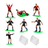 Decoración para tartas de Fútbol rojo y azul - 9 unidades
