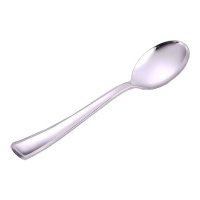 Cucharas de 17,5 cm de plástico plateado premium - 10 unidades