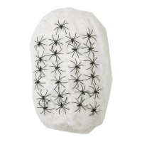 Telaraña de 500 gr blanca con arañas