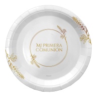 Plato de Mi Primera Comunión Trigo de 18 cm - 8 unidades