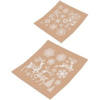 Decoración adhesiva para ventana de renos y copos - 1 lámina