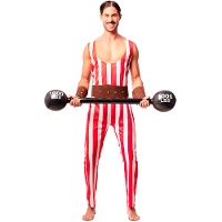 Disfraz de forzudo rojo y blanco para hombre