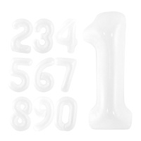 Globo de número blanco de 1 m - 1 unidad