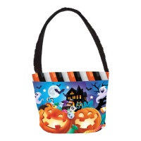 Cesta de fantasmas y calabazas de 30 x 15 cm