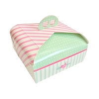 Caja de 28 x 28 x 10 cm para tarta cuadrada con asa