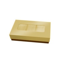 Caja de 14,5 x 7,5 x 3,5 cm para bombones dorada pequeña
