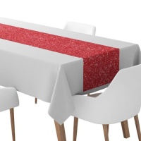 Camino de mesa de 40 cm glitter rojo - 2,50 m