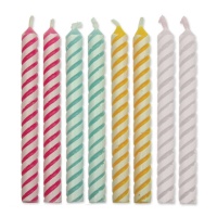 Velas de rayas de colores surtidos de 5,9 cm - PME - 24 unidades