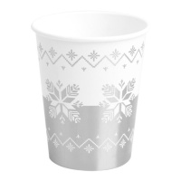 Vasos de 270 ml de Navidad de bordado plateado - 6 unidades