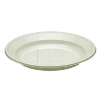 Platos de 20,5 cm de plástico crema - 12 unidades