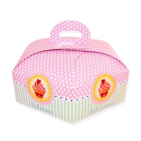 Caja de 36 x 36 x 10 cm para tarta hexagonal con asa