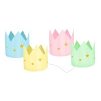 Coronas de colores pastel - 8 unidades
