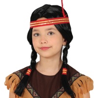 Peluca de india con trenzas infantil