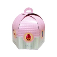 Caja de 28 x 28 x 19 cm para tarta hexagonal alta con asa