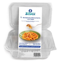 Envase de 1,5 desechable con tapa bisagra
