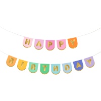 Guirnalda de Happy Birthday de banderines de 2,13 m
