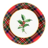 Platos de 18 cm de Navidad de acebo - 8 unidades