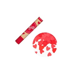 Cañón de confeti con pétalos y corazones rojos de 30 cm