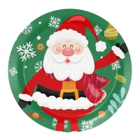 Platos de 23 cm de Santa Claus - 8 unidades