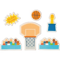 Decoración de azúcar 2D para tarta de Baloncesto - 12 piezas