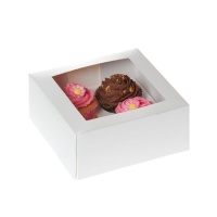 Caja para 4 cupcakes blanca - 2 unidades