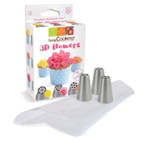 Set de mangas desechables con boquillas de acero de flores - Scrapcooking - 6 unidades