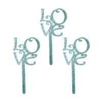Picks acrílicos de Love plateado - 8 unidades