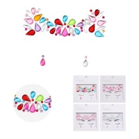 Joyas adhesivas faciales de lágrimas y círculos surtidos de colores