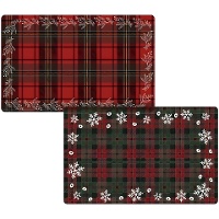 Mantel individual de 43 x 28 cm de tartán navideño - 1 unidad