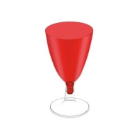 Copa de 170 ml de plástico roja pie transparente vino - 3 unidades