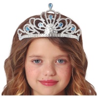 Corona de princesa con piedras azules infantil