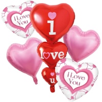 Bouquet de globos de San Valentín I Love You - 5 unidades