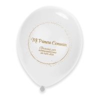 Globos de látex de Mi Primera Comunión Dorado de 30 cm - 6 unidad