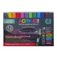 Rotuladores acrílicos Acrylic Go de 4-5 mm tonos básicos - Artis Decor - 12 unidades