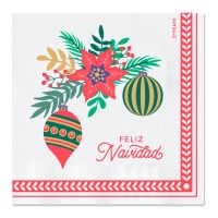 Servilletas de 16,5 x 16,5 cm de bolas de Navidad - 30 unidades