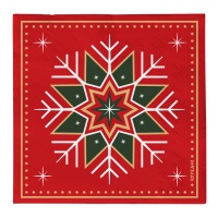 Servilletas de 16,5 x 16,5 cm de Winter rojo y verde - 30 unidades