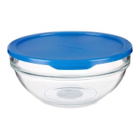 Tupper de 1,135 L de cristal redonda con tapa azul