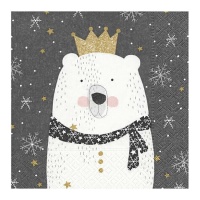 Servilletas de 16,5 x 16,5 cm de rey oso de invierno - 20 unidades