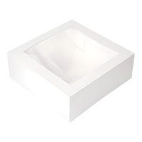 Caja de 24 x 24 x 9,5 cm para tarta blanca con ventana