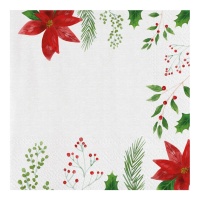 Servilletas de 16,5 x 16,5 cm de Flor de Pascua de Navidad - 16 unidades