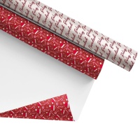 Papel de regalo rojo navideño de 2 x 0,70 m - 1 unidad